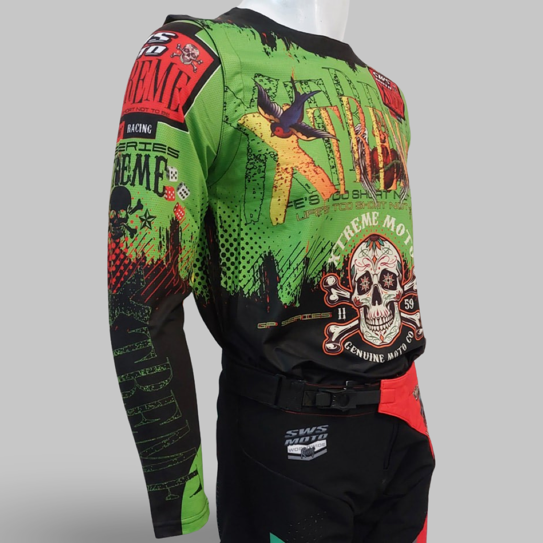 Xtreme GP Jersey Candy Skull Black/Green