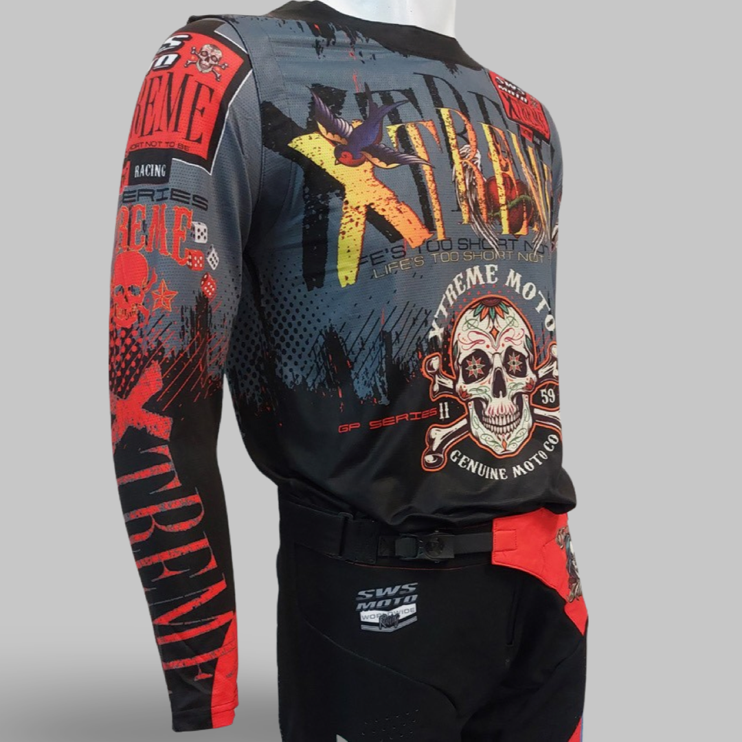 Xtreme GP Jersey Candy Skull Black/Grey