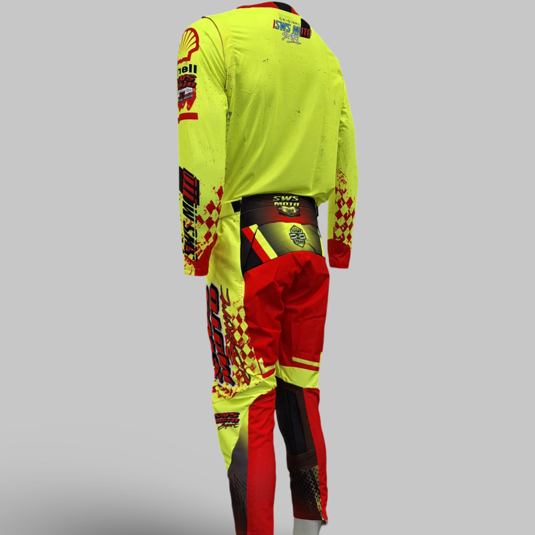 SWS Moto Sport Pants Acid Yellow/Red
