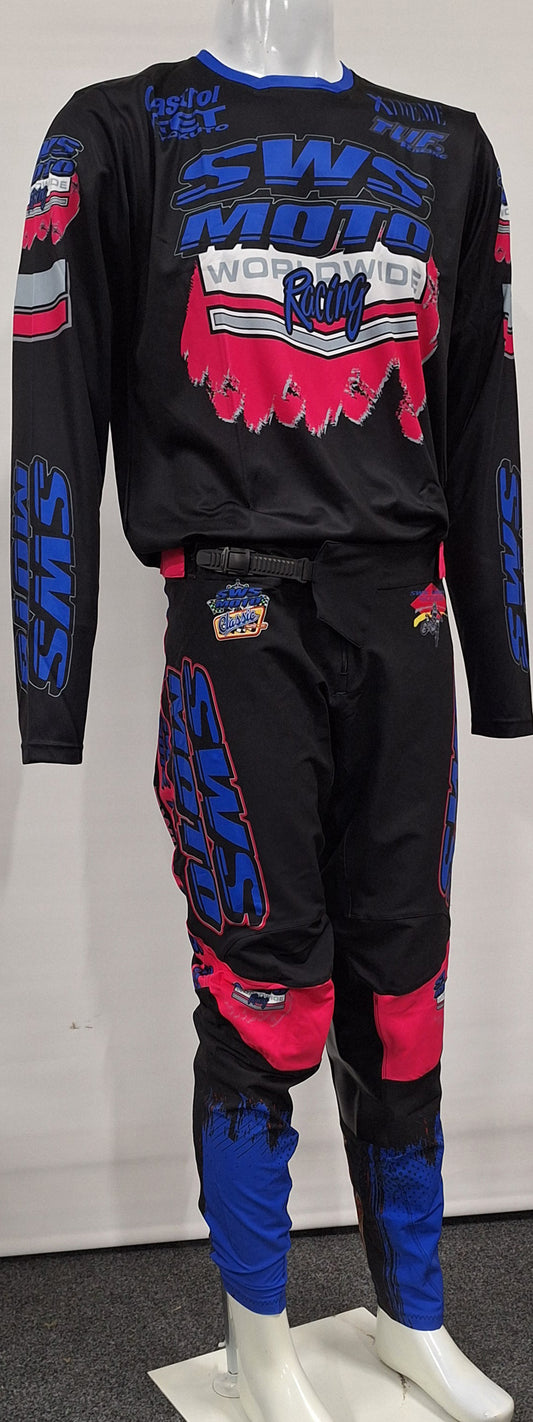 SWS Moto Worldwide Racing Jersey Black Blue Pink