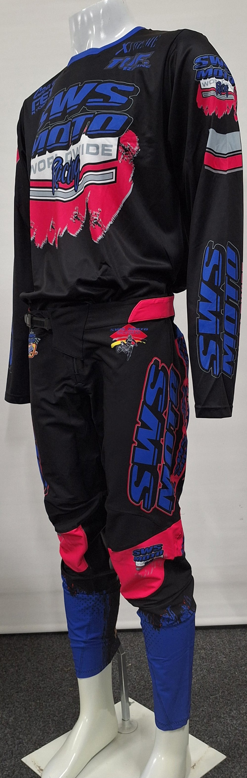 SWS Moto Worldwide Racing Jersey Black Blue Pink