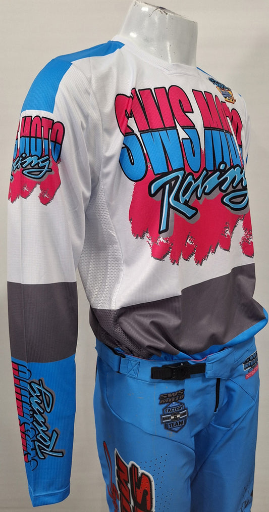 SWS Moto Sport Amped Jersey white Pink Blue