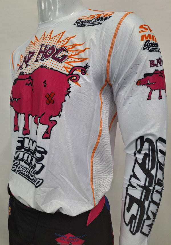 SWS Moto Bad Hog Airflex Jersey White Orange
