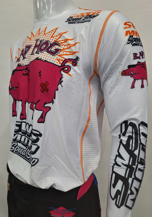 SWS Moto Bad Hog Airflex Jersey White Orange