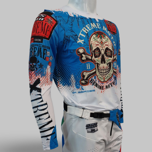 Xtreme GP Jersey Candy Skull White/Blue