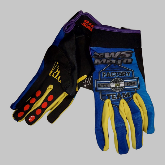 SWS Moto Gloves Factory Team Blue/Yellow