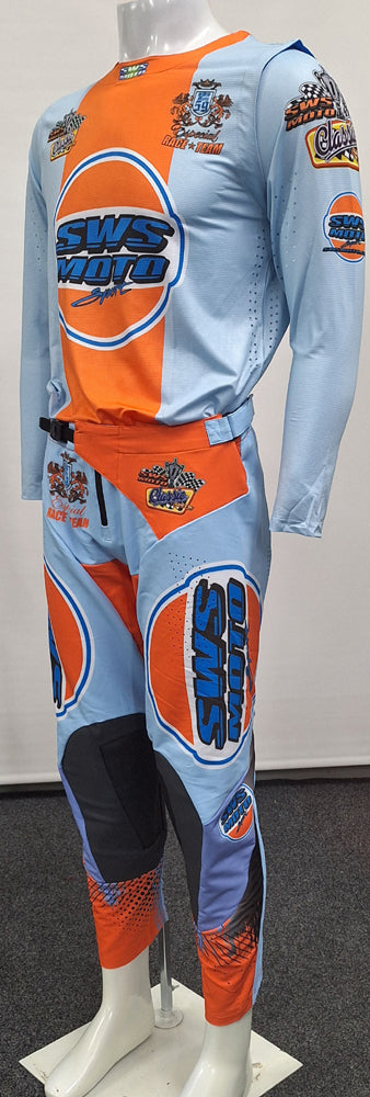 SWS Moto Sport Pants Gulf Blue / Orange