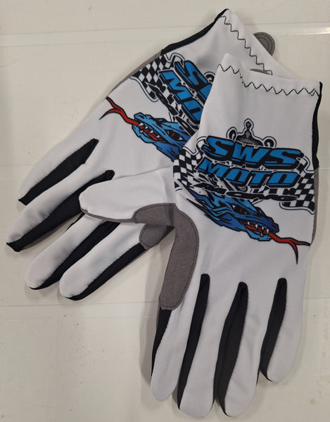 SWS Moto Gloves Dragon White