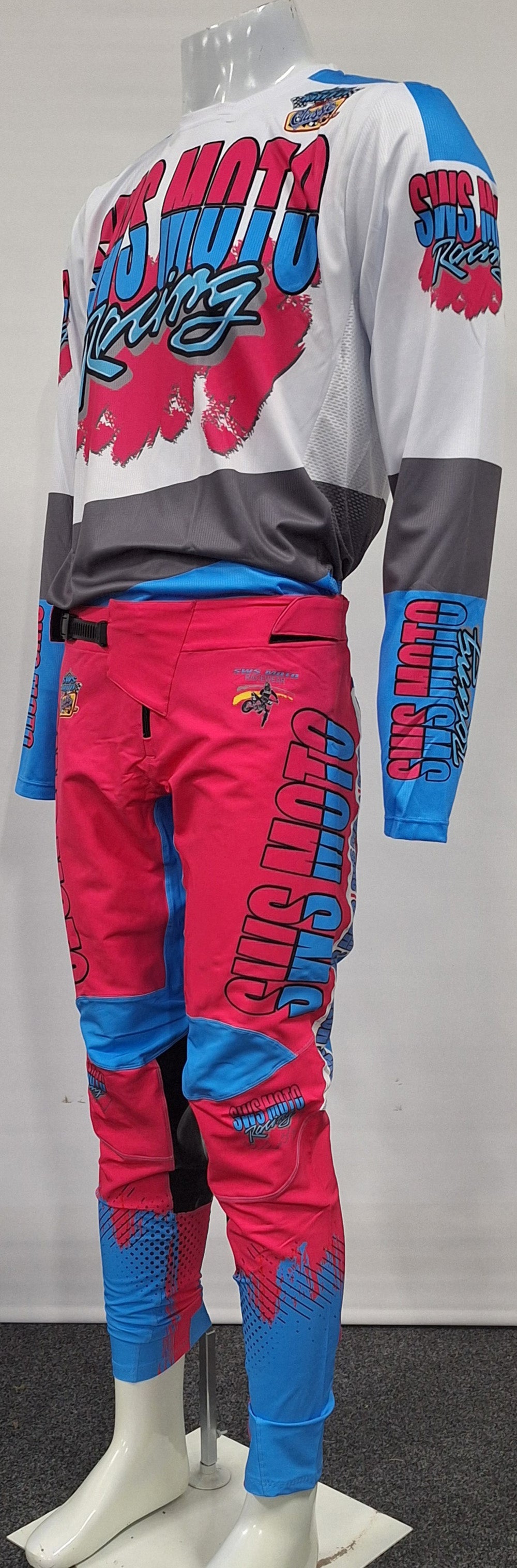 SWS Moto Sport Amped Jersey white Pink Blue